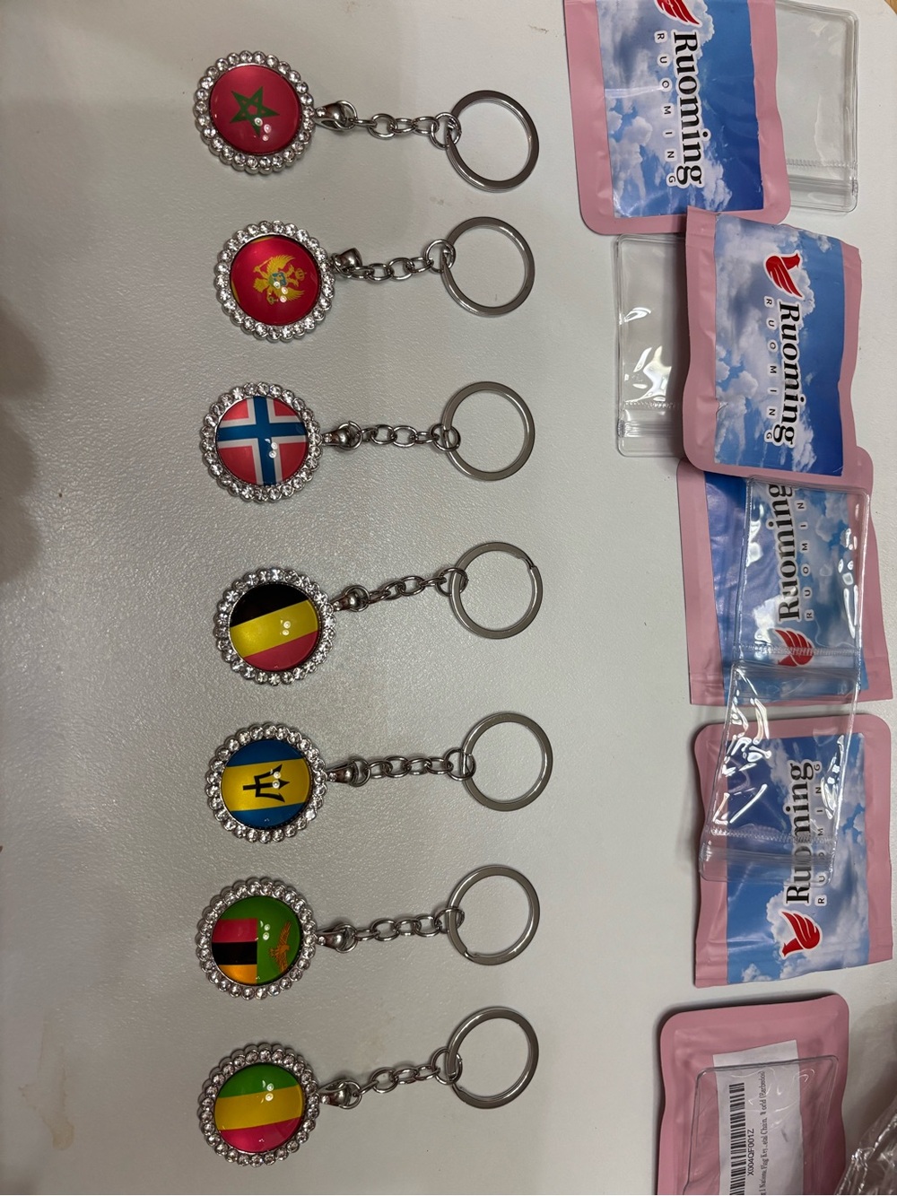 Crystal-Trim Flag Keychain - Multicolor